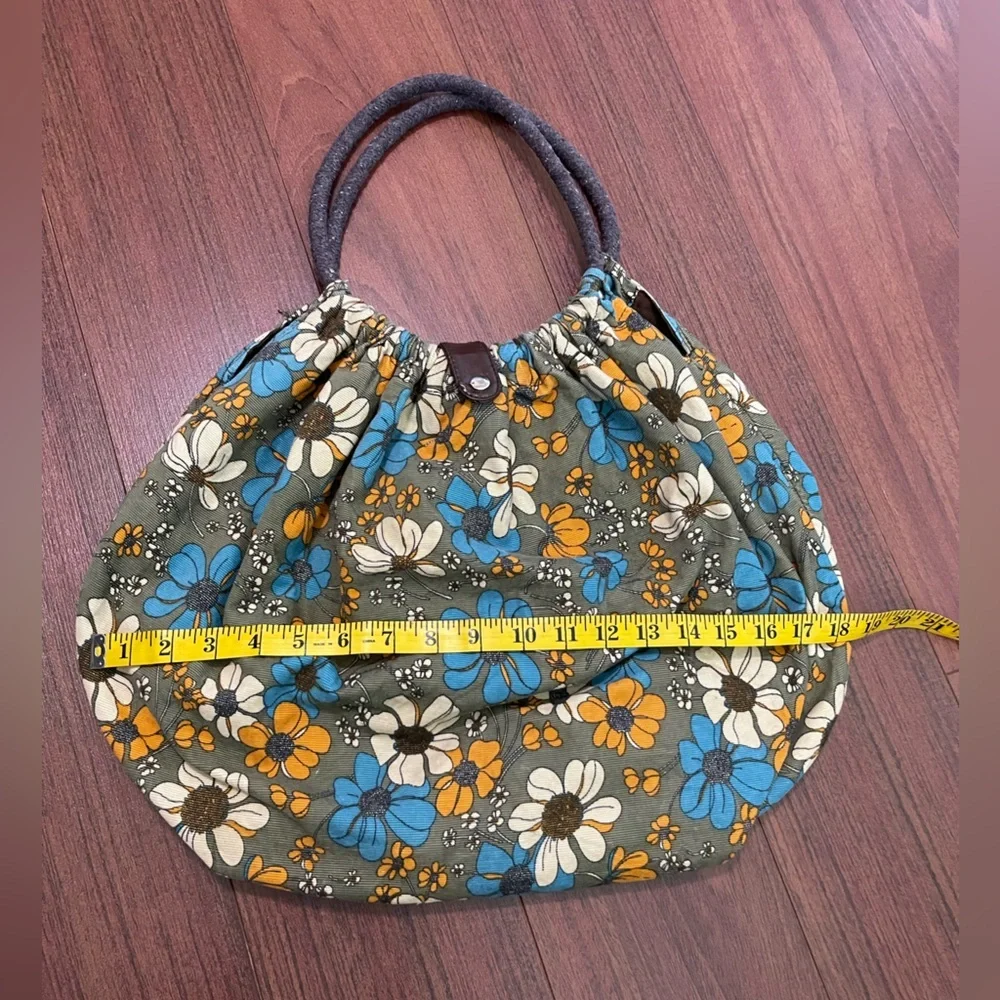 Vintage hobo 70s corduroy floral purse, shoulder bag tote